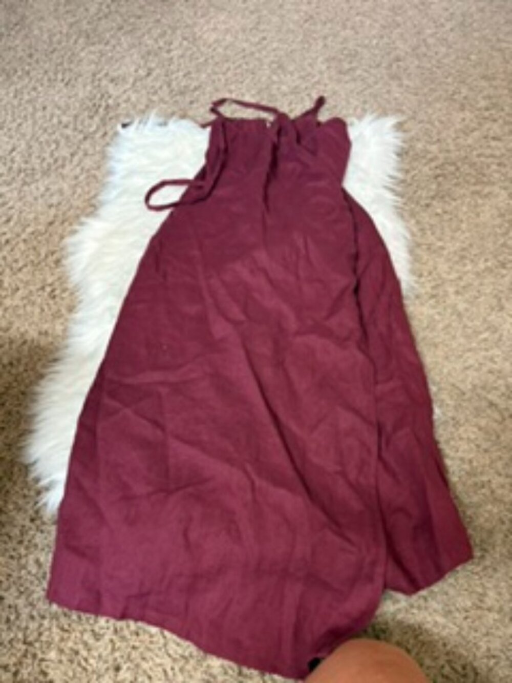 Linen wrap dress Handmade Studio Burgundy Linen Midi Dress